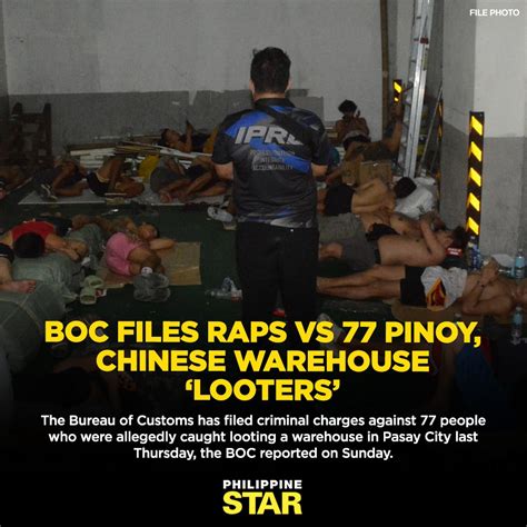 BOC files raps vs 77 Pinoy, Chinese warehouse ‘looters’.